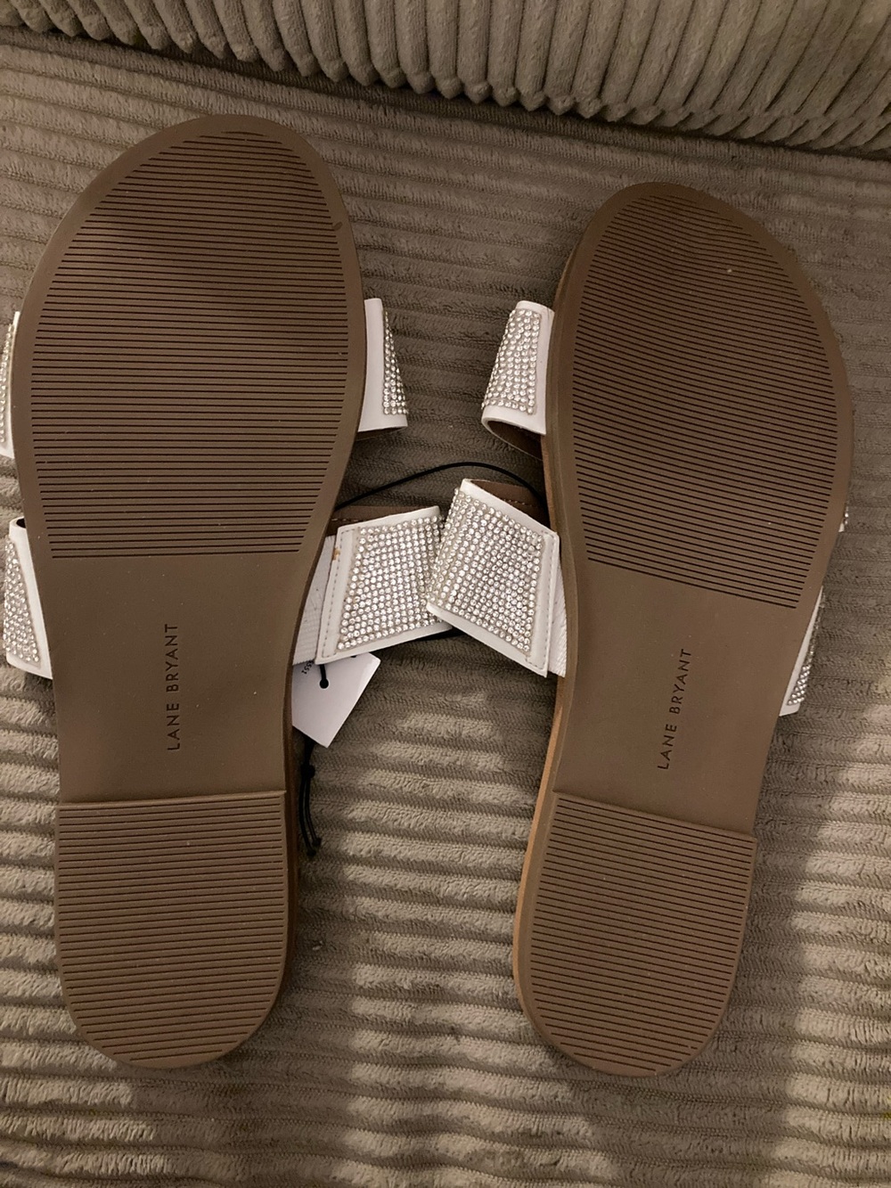 Lane Bryant Silver Crystal Double-Strap Slide Sandals 10 WIDE - Picture 3 of 4